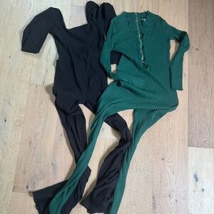 Forever 21 Black and Green Ribbed Jumpsuits LONG LEGGED!! 5’6+